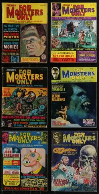 2d0582 LOT OF 6 FOR MONSTERS ONLY MAGAZINES 1960s filled with great horror images & articles!