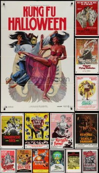 2d0315 LOT OF 20 FOLDED KUNG FU ONE-SHEETS 1970s-1980s great images from martial arts movies!