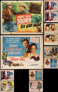 2d1184 LOT OF 12 UNFOLDED HALF-SHEETS 1940s-1960s a variety of cool movie images!