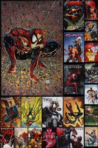 2d1202 LOT OF 28 MOSTLY FORMERLY FOLDED MOSTLY SPIDER-MAN MARVEL COMIC BOOK SPECIAL POSTERS 1990s-2010s