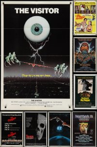 2d0324 LOT OF 13 FOLDED HORROR ONE-SHEETS 1970s-1980s great images from a variety of scary movies!