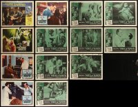 2d0446 LOT OF 13 HORROR LOBBY CARDS 1950s-1960s incomplete sets from five scary movies!