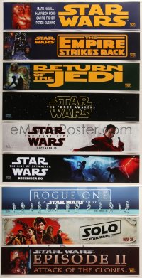 2d0024 LOT OF 9 5X25 STAR WARS MYLAR MARQUEES 1990s-2010s from most movies in the series!
