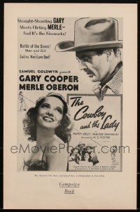 2d0129 LOT OF 54 UNCUT COWBOY & THE LADY R54 PRESSBOOKS R1954 Gary Cooper & beautiful Merle Oberon!