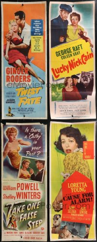 2d1089 LOT OF 6 FORMERLY FOLDED FILM NOIR INSERTS 1940s-1950s a variety of cool movie images!