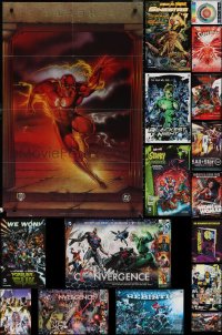 2d1199 LOT OF 33 MOSTLY FORMERLY FOLDED DC COMIC BOOK SPECIAL POSTERS 1990s-2010s cool art!
