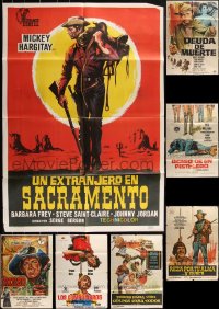 2d0745 LOT OF 7 FOLDED COWBOY WESTERN SPANISH POSTERS 1960s-1970s a variety of cool movie images!