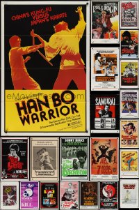 2d0016 LOT OF 59 TRI-FOLDED KUNG FU ONE-SHEETS 1970s-1980s great images from martial arts movies!
