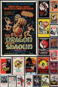 2d0307 LOT OF 27 FOLDED KUNG FU ONE-SHEETS 1970s-1980s great images from martial arts movies!