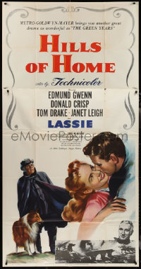2f0519 HILLS OF HOME 3sh 1948 great art of Lassie the famous dog, Janet Leigh & Edmund Gwenn!