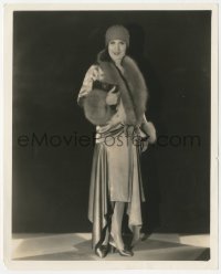 2f1872 EVELYN BRENT 8x10 news photo 1928 full-length modeling three-piece suit of beige satin!