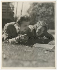 2f2023 SONG OF SONGS candid 8x10 still 1933 Marlene Dietrich & Brian Aherne reading script in grass!