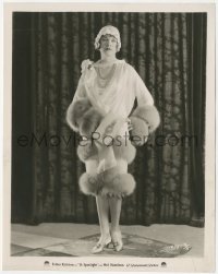 2f2026 SPOTLIGHT 8x10.25 still 1927 full-length Esther Ralston modeling cool dress with fur!
