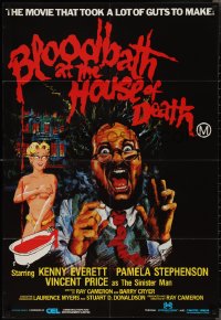 2f0618 BLOODBATH AT THE HOUSE OF DEATH Aust 1sh 1984 Vincent Price, wacky sexy horror art!
