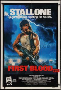 2f0621 FIRST BLOOD Aust 1sh 1982 artwork of Sylvester Stallone as John Rambo by Drew Struzan!