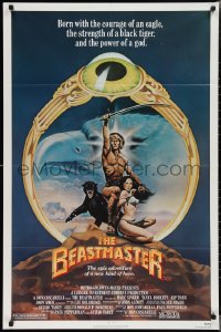 2f0691 BEASTMASTER 1sh 1982 Taylor art of bare-chested Marc Singer & sexy Tanya Roberts!