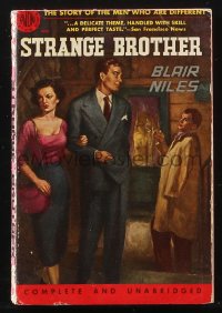 2f1469 STRANGE BROTHER paperback book 1952 the story of the gay men who are different, great art!