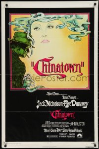 2f0717 CHINATOWN 1sh 1974 Roman Polanski, Jim Pearsall art of smoking Jack Nicholson & Faye Dunaway!