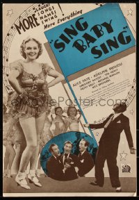 2f0441 SING BABY SING English pressbook 1936 Alice Faye, Adolphe Menjou, Ritz Brothers, ultra rare!