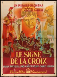 2f0176 SIGN OF THE CROSS French 1p R1947 Cecil B. DeMille, different art by Roger Soubie, very rare!