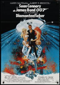2f0453 DIAMONDS ARE FOREVER German R1980s Sean Connery as James Bond 007 by Robert McGinnis!