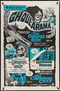 2f0763 GHOUL-ARAMA 1sh 1970 quad-bill of Oblong Box, Conqueror Worm, Horror House & Crimson Cult!