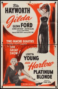 2f0764 GILDA/PLATINUM BLONDE 1sh 1950 sexy famous beauties Jean Harlow & Rita Hayworth!