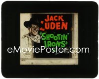 2f1542 SHOOTIN' IRONS glass slide 1927 great image of smiling cowboy Jack Luden & his six-shooter!