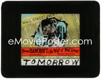 2f1549 WOLF OF WALL STREET glass slide 1929 George Bancroft with ticker tape & telephone!