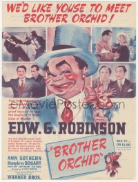 2f0609 BROTHER ORCHID herald 1940 cool art of Edward G Robinson, Humphrey Bogart shown, ultra rare!