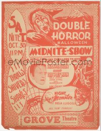 2f0611 DOUBLE HORROR HALLOWEEN MIDNITE SHOW local theater herald 1950s Frankenstein Meets the Wolfman!
