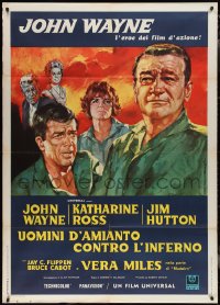 2f0071 HELLFIGHTERS Italian 1p 1969 John Wayne as fireman Red Adair, Katharine Ross, different art!