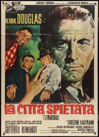 2f0098 TOWN WITHOUT PITY Italian 1p 1962 different artwork of Kirk Douglas & shady guys, ultra rare!