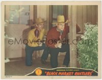 2f1204 BLACK MARKET RUSTLERS LC 1943 cowboys Ray Crash Corrigan & Dennis Moore crouching with guns!