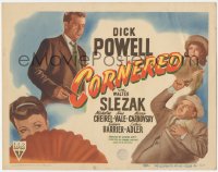2f1107 CORNERED TC 1946 great art of the NEW rougher & tougher Dick Powell with gun!