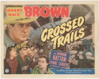 2f1108 CROSSED TRAILS TC 1948 great close up of cowboy Johnny Mack Brown with gun, Raymond Hatton