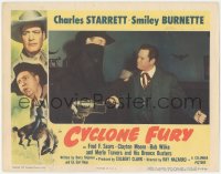 2f1237 CYCLONE FURY LC 1951 c/u of masked Charles Starrett as The Durango Kid punching bad guy!
