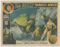 2f1243 DARKEST AFRICA chapter 1 LC 1936 great color FX image of Clyde Beatty & Manuel King by monster!