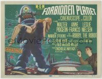 2f1123 FORBIDDEN PLANET TC 1956 great artwork of Robby the Robot carrying Anne Francis, classic!