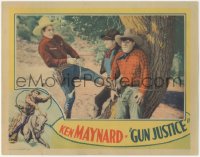 2f1275 GUN JUSTICE LC 1934 cool image of Ken Maynard tying bad guy to tree, great border art!