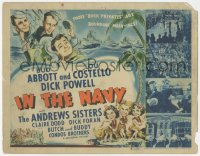 2f1133 IN THE NAVY TC 1941 cool art of Bud Abbott & Lou Costello as sailors & the Andrews Sisters!
