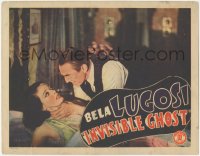 2f1295 INVISIBLE GHOST LC 1941 great close up of angry Bela Lugosi choking scared Polly Ann Young!