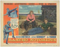 2f1353 RANCHO NOTORIOUS LC #5 1952 Marlene Dietrich & Arthur Kennedy relaxing, Fritz Lang!