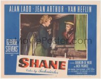 2f1376 SHANE LC #4 1953 Jean Arthur has a meaningful talk with Alan Ladd through the window!