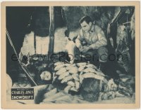 2f1390 SNOWDRIFT LC 1923 c/u of Buck Jones staring at Dorothy Manners sleeping under fur blanket!