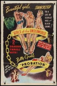 2f0807 MAD YOUTH/PROBATION 1sh 1946 misleading art and credit for barely dressed Betty Grable, rare!