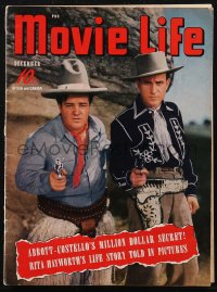 2f0565 MOVIE LIFE magazine December 1941 Abbott & Costello as cowboys, Movie Life of Rita Hayworth!