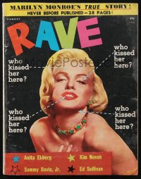 2f0572 RAVE magazine August 1956 great cover portrait of sexy Marilyn Monroe, her true story!