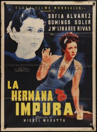 2f0601 LA HERMANA IMPURA Mexican poster 1948 Miguel Morayta's The Impure Sister, sexy & ultra rare!