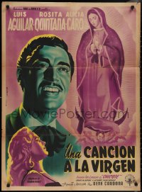 2f0606 UNA CANCION A LA VIRGEN Mexican poster 1949 Rene Cardona, Jose Espert art, ultra rare!